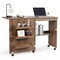 Costway Utility Sewing Craft Table Folding Design w/Storage Cabinet Wheels Brown